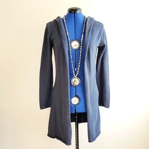 b. chyll Long Open Front Cotton Hooded Sweater XS